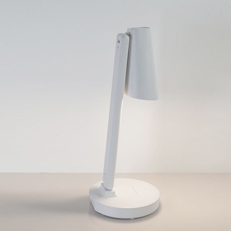 Rechargeable White Conical Table Lamp Nordic Plastic LED Reading Book Light for Study Room
