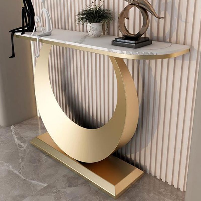 Modern Half Moon Console Table Antique Finish Console Sofa Table