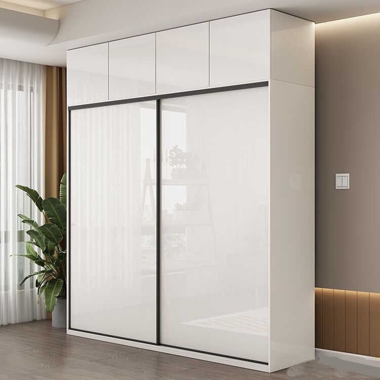 Modern Artificial Wood Wardrobe Armoire Freestanding Wardrobe in White
