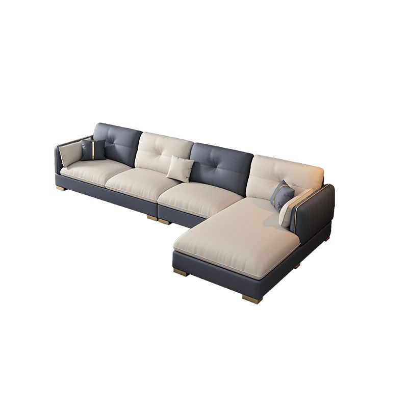 30.7"H Scandinavian Faux Leather Square Arm Sofa & Chaise for Living Room