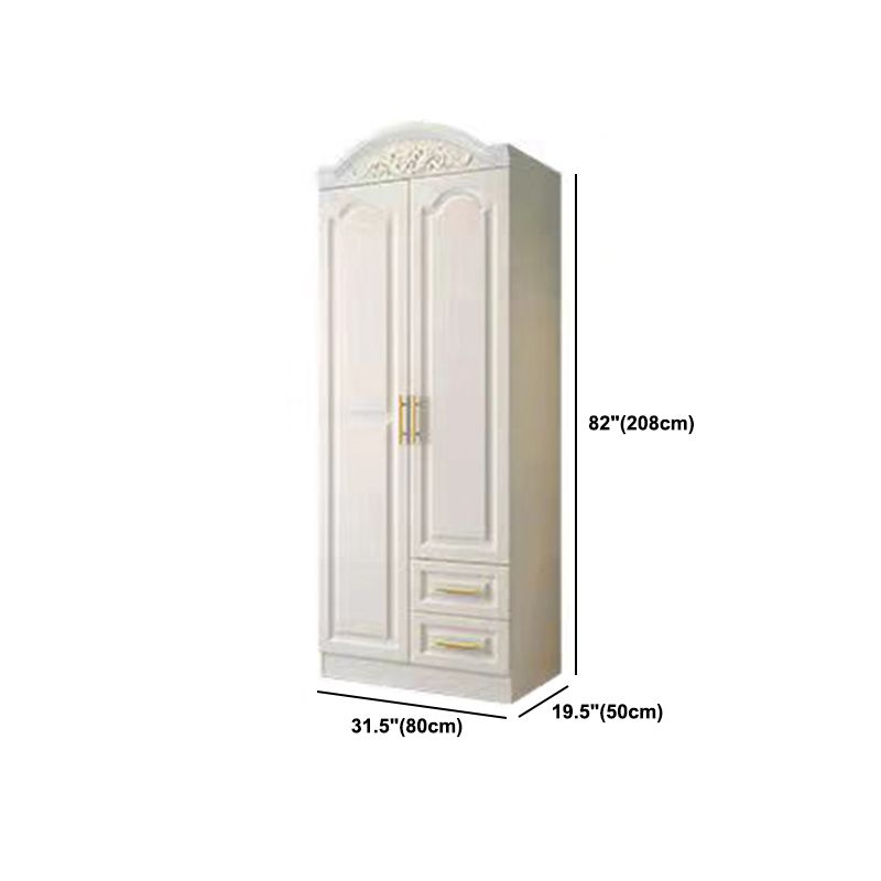 French Country Wardrobe Armoire Engineered Wood Wardrobe with Solid Wood Clothing Rod