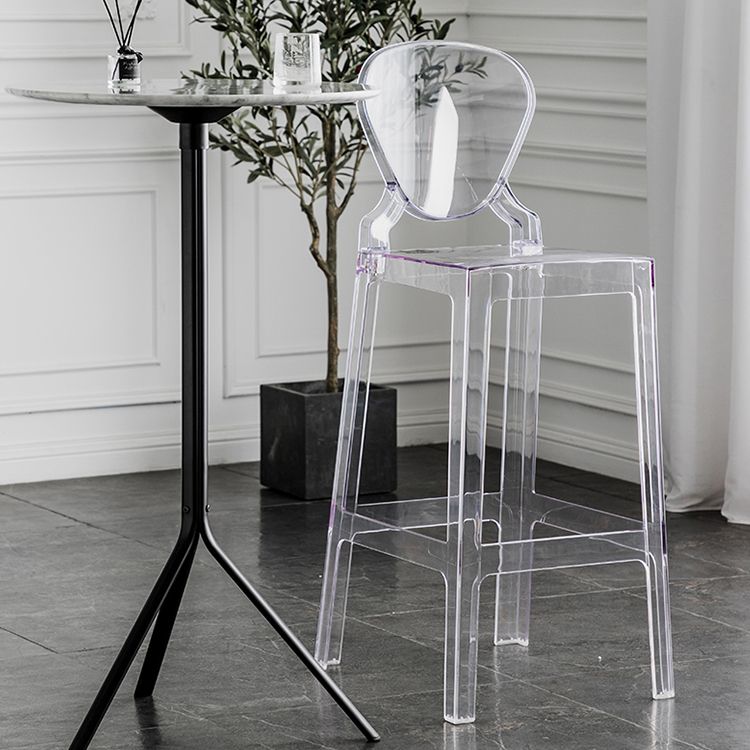 Industrial Backrest Armless Counter Stool Plastic Bar Stool with 4 Legs