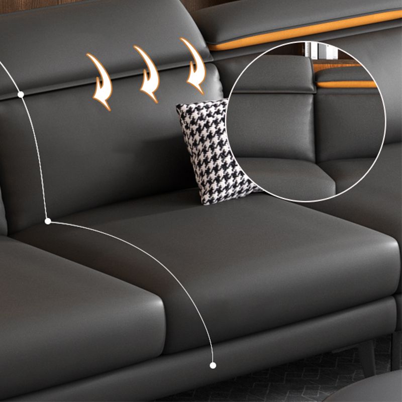 Modern 4-Seater Sectional with Adjustable Head Pillow and Pillow Top Arms