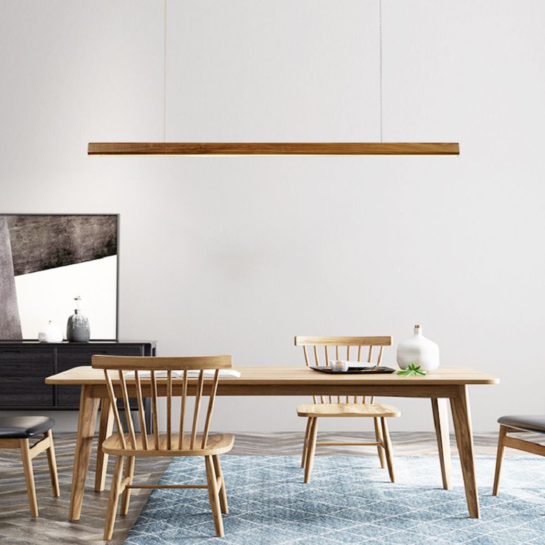 Zeitgenössische Küche Anhänger Leichtes lineares Holz 1 Licht Anhänger Beleuchtung