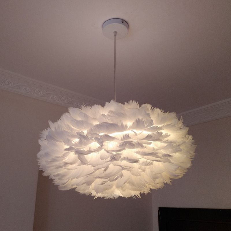 Feder Rose Blossom Anhänger hell modernistisch 1-Lichtgrau/Aprikose/rosa Decke Hanglampe über Tisch, 18 "/21,5" Breite