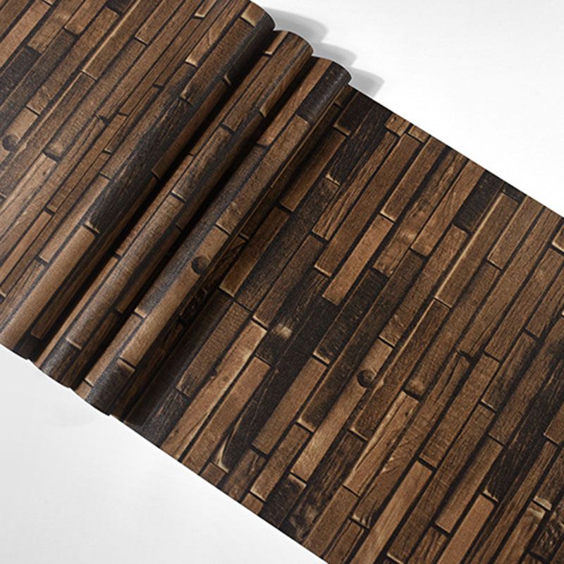 Horizontal Wooden Texture Non-Pasted Wallpaper, 57.1 sq ft.. Dark Brown