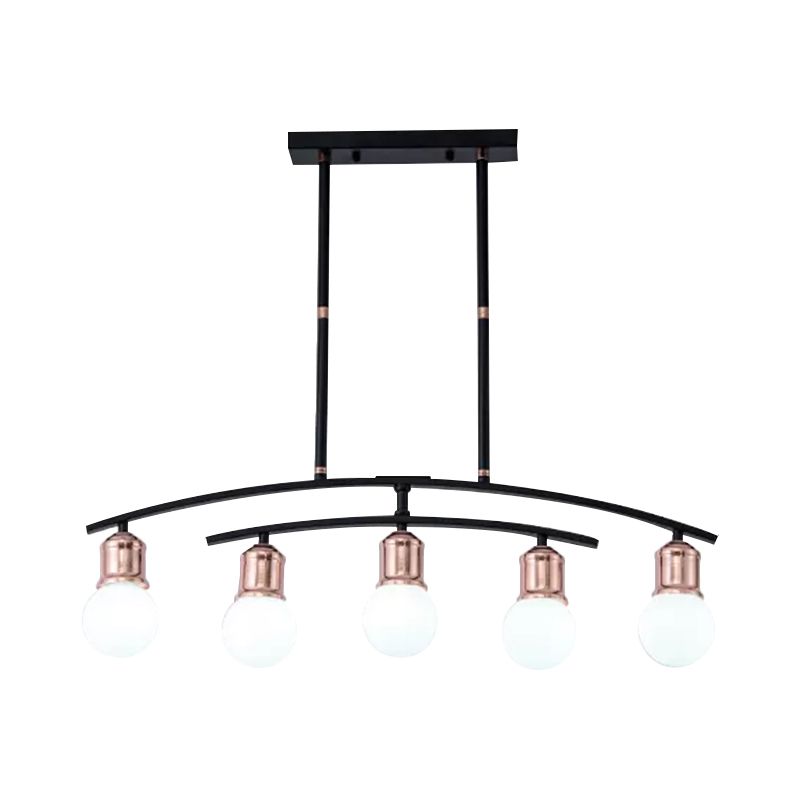 Simple Style Bare Bulb Linear Chandelier Metal 5/7 Lights Black/White Finish Island Light