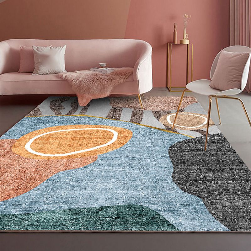 Nordic Color Block Carpet Polyster Indoor Rug Stain Resistant Area Carpet for Living Room