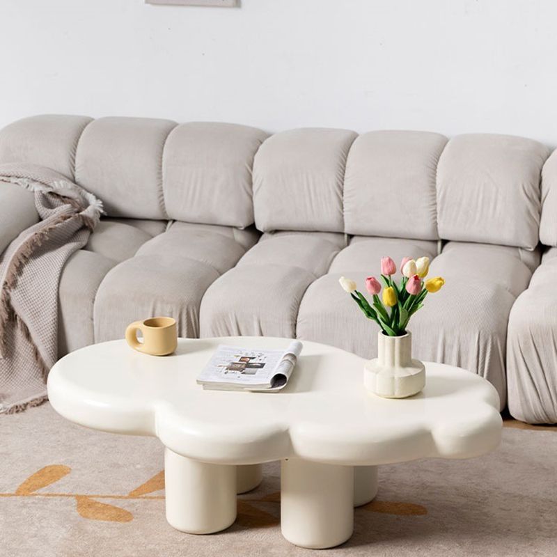 White Wooden Coffee Table 4 Legs Coffee Cocktail Table for Living Room