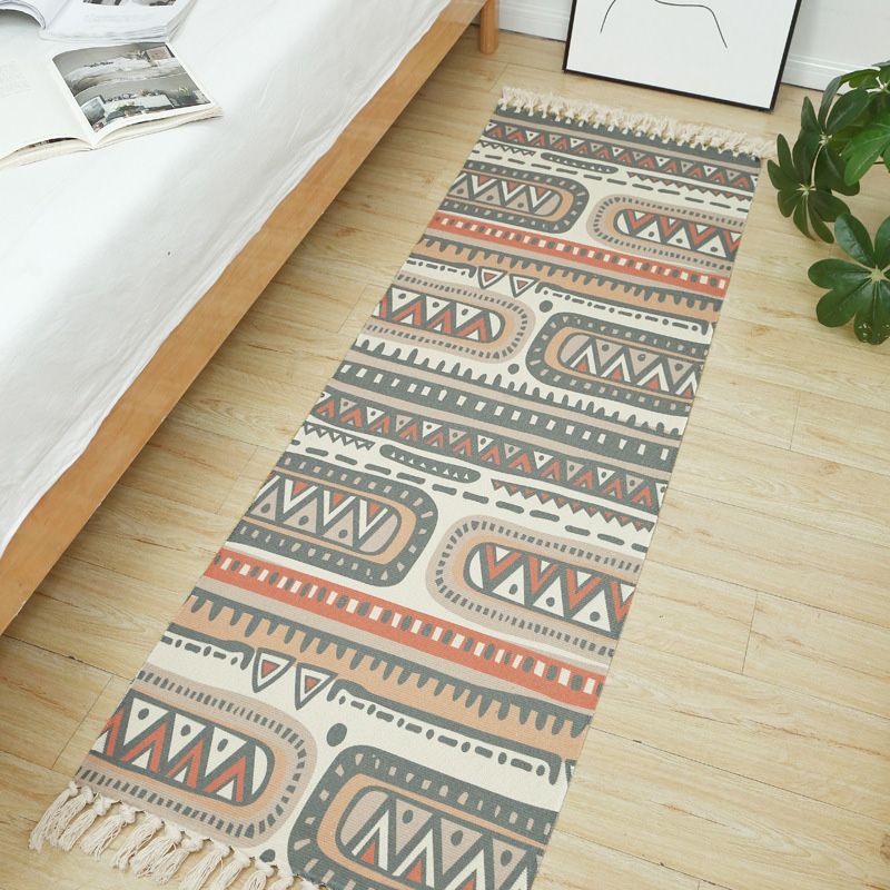 Mehrfarbiger Vintage-Rug-Teppich-Baumwoll-Mischung Stammes gemustertes Fläche Teppich waschbarer fleckresistenter Teppich mit Quasten für Raum