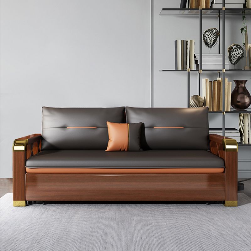 Pillow Included Sofa Futon Solid Wood Futon Sofa Bed with Storage