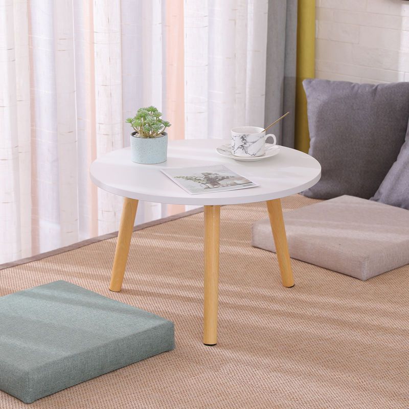 Modern 3 Leg Corner Table Round Solid Wood Side End Table for Living Room
