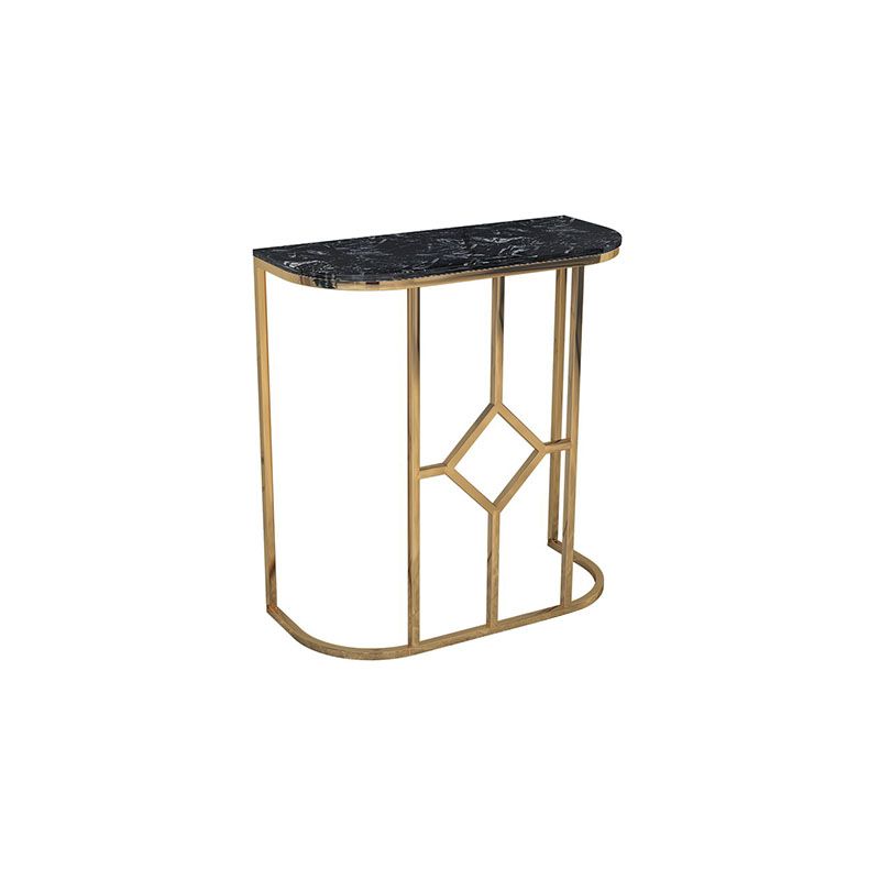 12" W Glam Marble Console Table Half Moon Abstract Accent Table for Hall