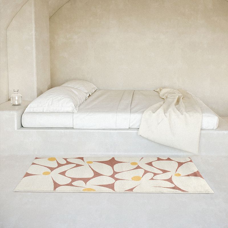 Tappeto moderno beige tappeto di tappeto di fiore in poliestere per arredamento per la casa