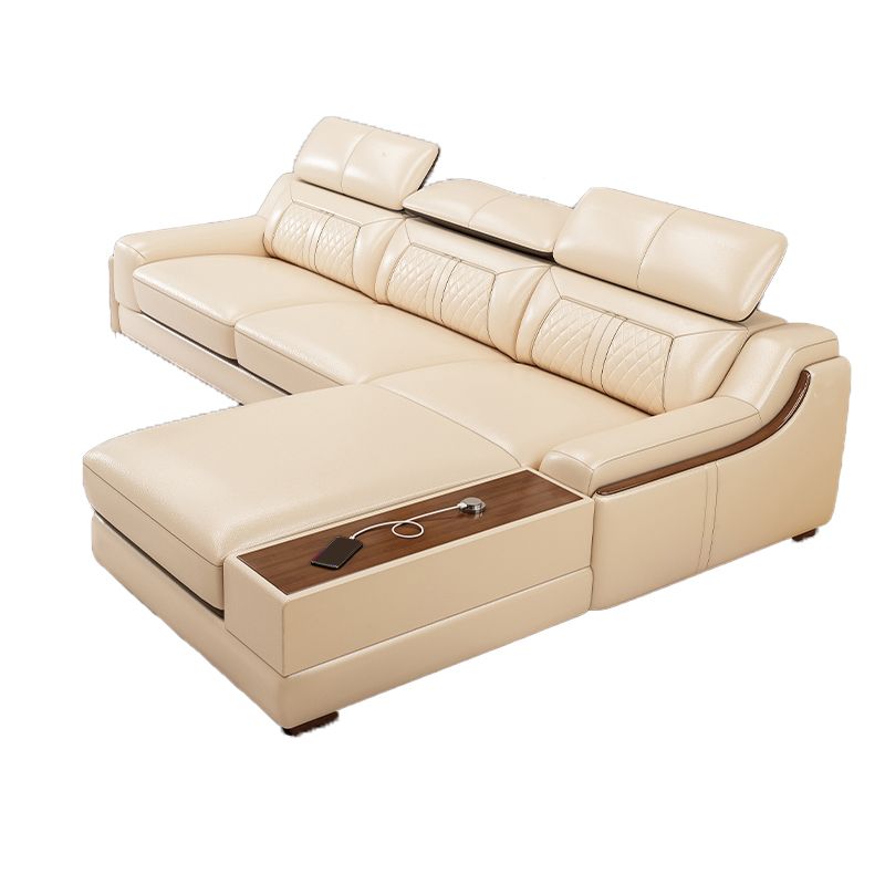 Contemporary Genuine Leather Stain-Resistant Sloped Arms Sofa & Chaise