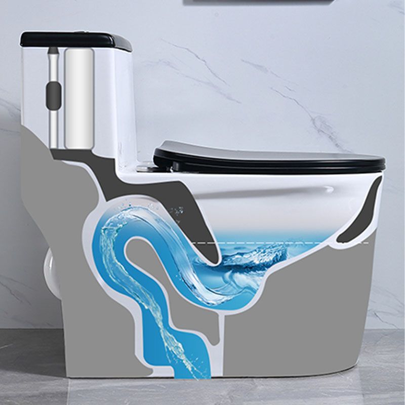 Floor Mount Toilet Black and White Toilet with Siphon Jet Water-saving Function