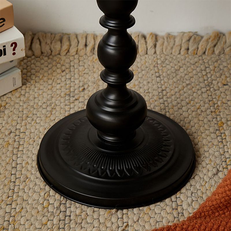 French Country Side Table Pedestal Metal Round Accent Side Table