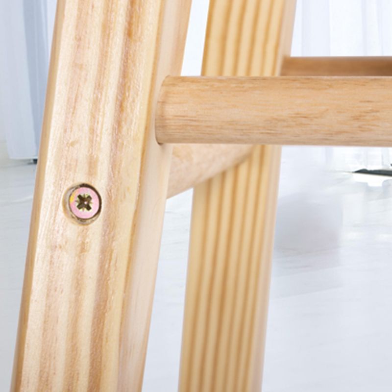 Taburete de bar de madera contemporáneo, taburete de bar interior con asiento y reposapiés de madera, 1 pieza