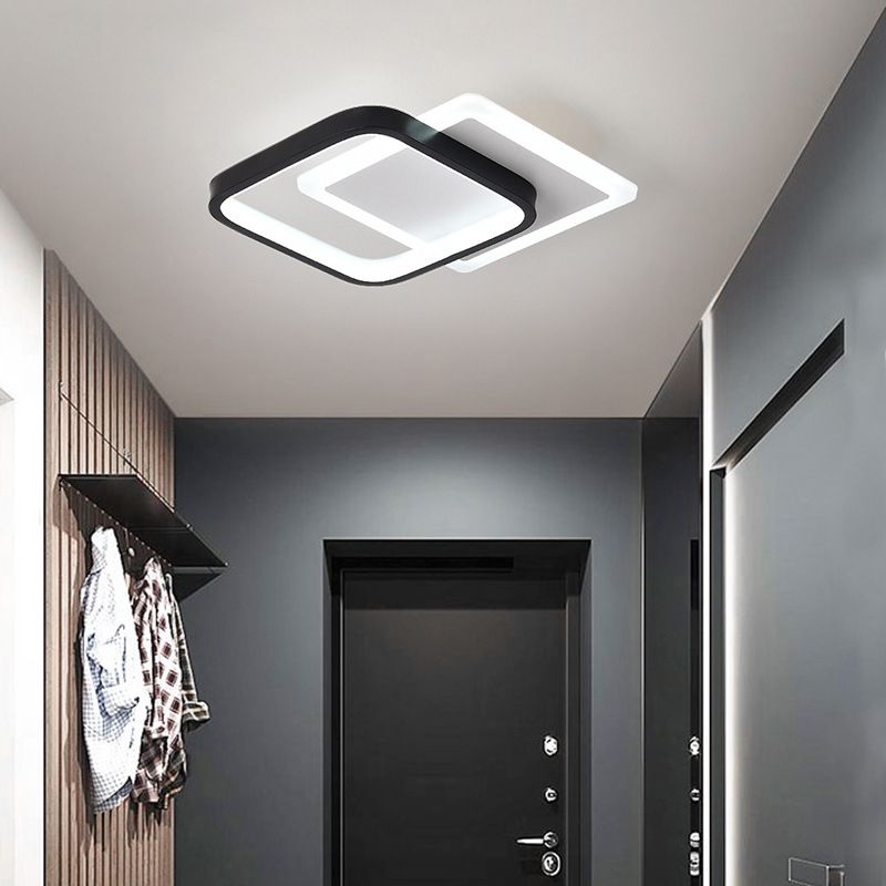 Geometric Aisle Ceiling Flush Mount Light Acrylic LED Simplicity Ceiling Mounted Light in Black-White