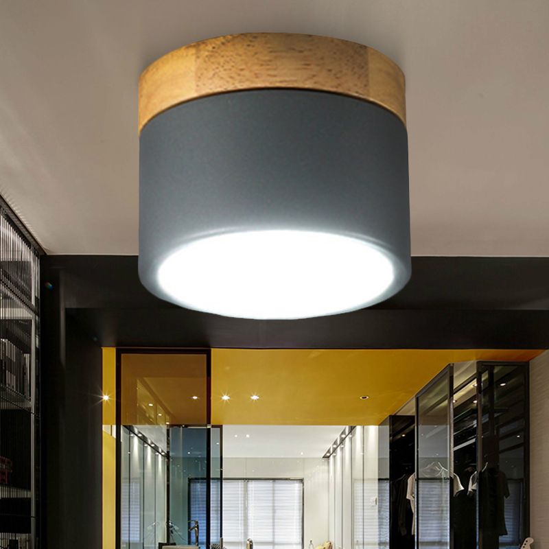 Luz empotrada de madera de aluminio con forma de tambor, luz empotrada de estilo Simple para galería de sala de estar