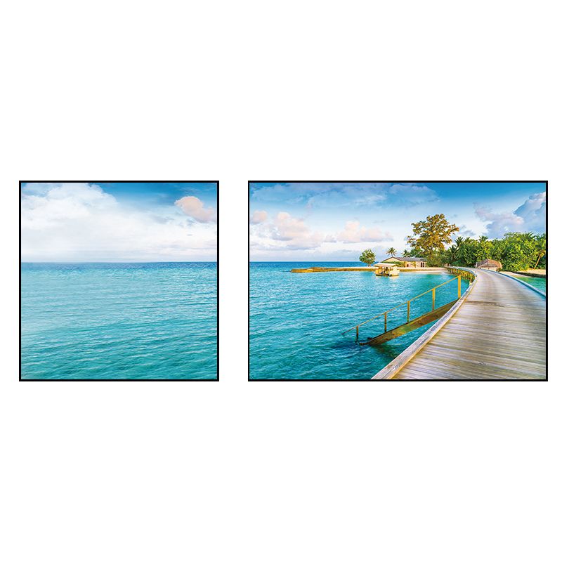 Pastel Seascape Wall Art Decor Nature Scenery Modern Multi-Piece Canvas for Bedroom