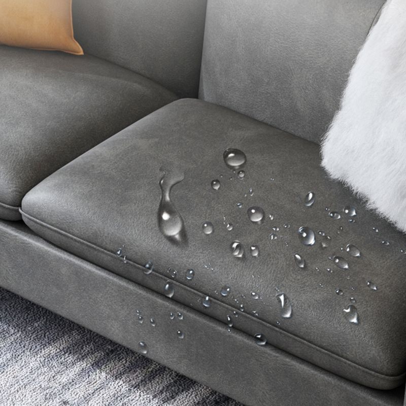 Glam Sewn Pillow Back Square Arm Living Room Faux Leather Sofa