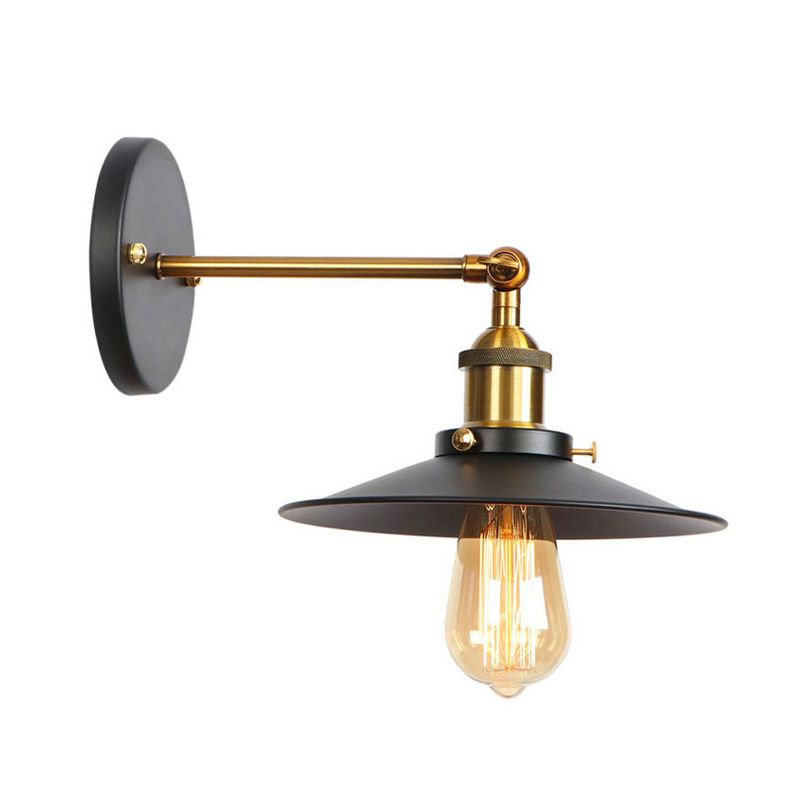 Cone Wall Lighting Industrial Metal 1 Light Rustic Wall Sconces in Black