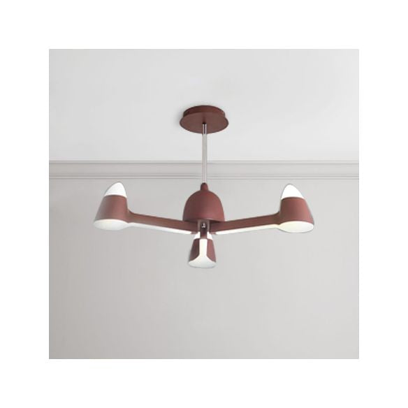 Araña de techo del cono metal nórdico 3/6/8 luces de lámpara marrón lámpara de lámpara para sala de estar