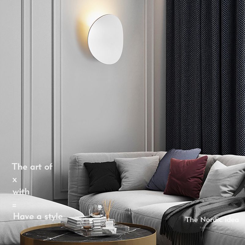 Metal Oval Shape Wall Sconce Modern Style 1- Light Wall Mount Lighting