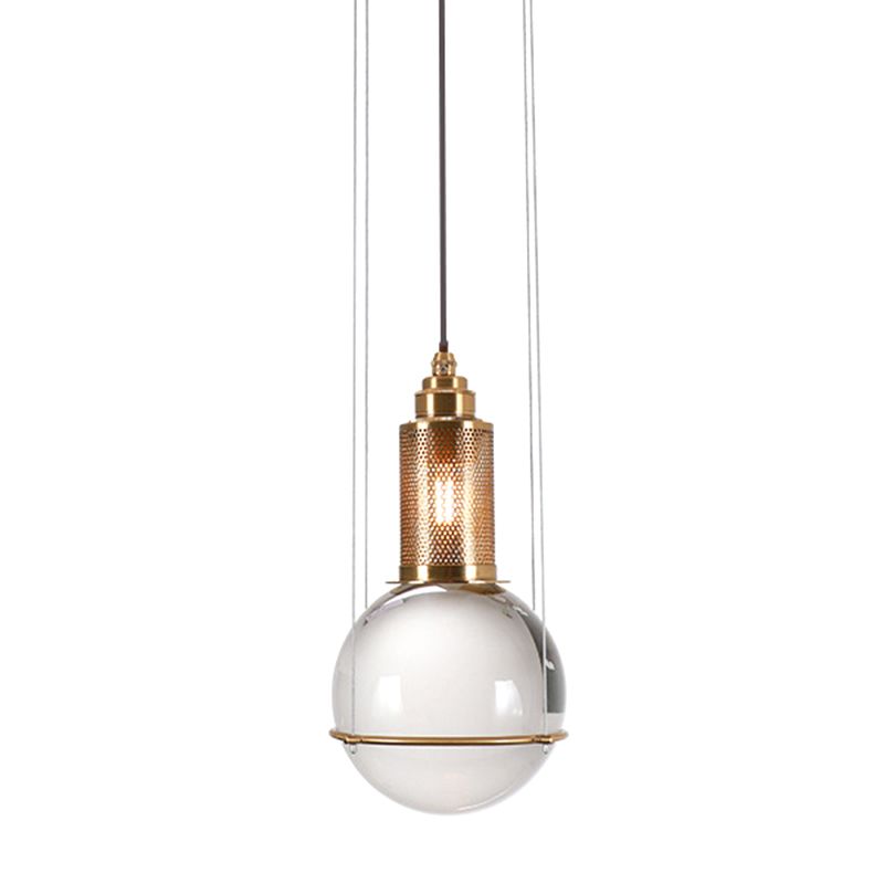 1 Light Pendant Light Modern Minimalist Globe Crystal Shade Living Room Hanging Lamp