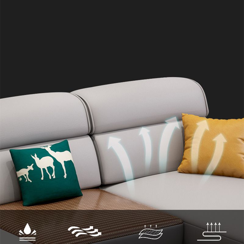 Faux Leather Square Tufted Sofa & Chaise Nordic Sewn Pillow Back Sofa