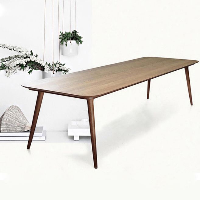 Rectangle Contemporary Dining Table Pine Wood Top Table with 4 Legs