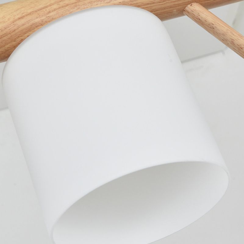 Modern Style Cylinder Shade Island Pendants 2-Lights Wood Pendant Lights for Dining Room