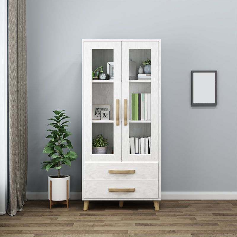 Modern Style Standard Bookcase Closed Back Bookshelf with Drawer Storage