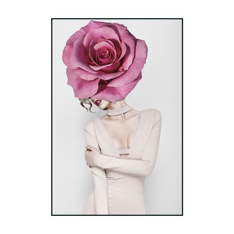 Photography Flower Girl Canvas Print Soft Color Modern Style Painting for Living Room