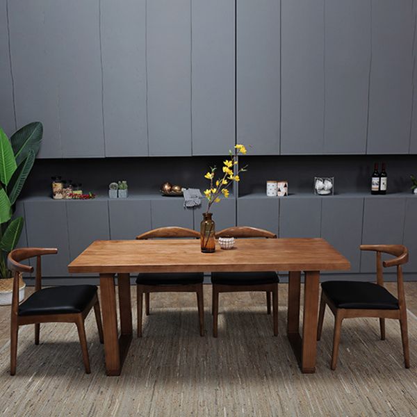Rectangle Double Base Dining Table Industrial Wood Table for Kitchen
