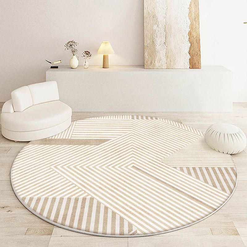 Beige Modern Carpet Polyester Line Area Carpet Tear Resistant Carpet for Home Decoration