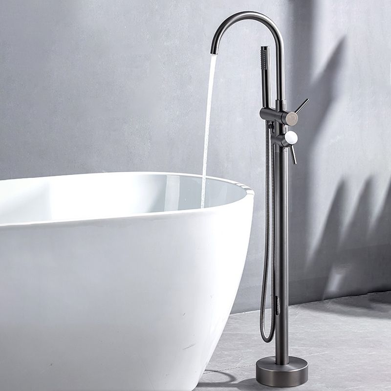 Modern Floor Mounted Metal Freestanding Tub Filler Swivel Freestanding Faucet