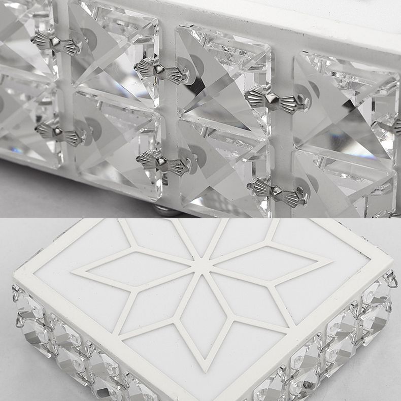 Plafonnier LED carré de style créatif et moderne, plafonnier en cristal avec trou de 2.5 à 3.5 pouces de diamètre