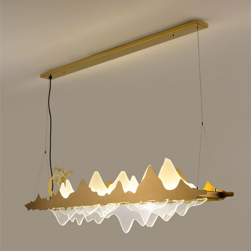 Idee per illuminazione dell'isola a led in metallo moderno lampada lampadario lineare per sala riunioni