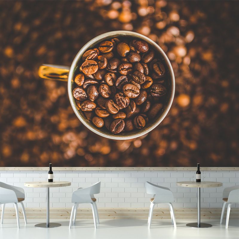 Coffee Beans Mural Wallpaper Removable Wall Art for Coffee Shop Decor, Customised