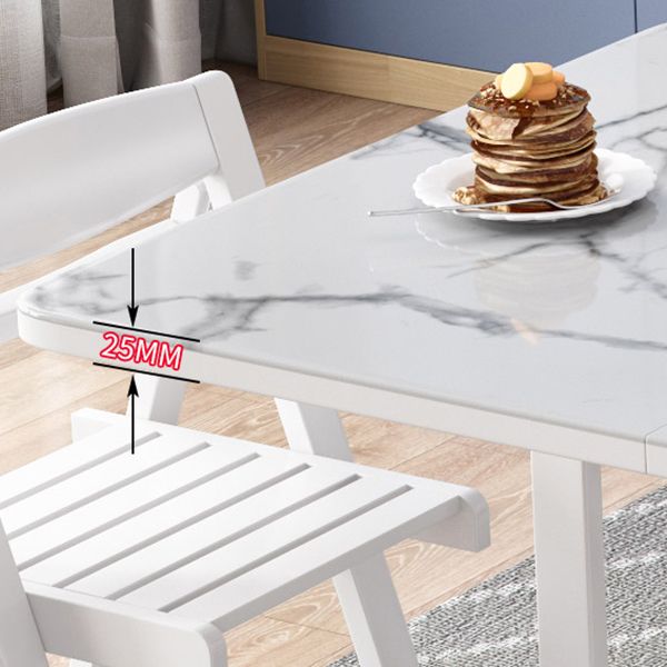 Modern White Dining Table Sintered Stone Drop-Leaf Dining Table for Home Use