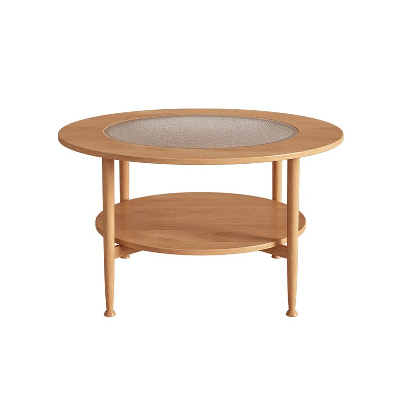 Nordic Wood and Glass Coffee Table 4 Legs Coffee Table with Storage