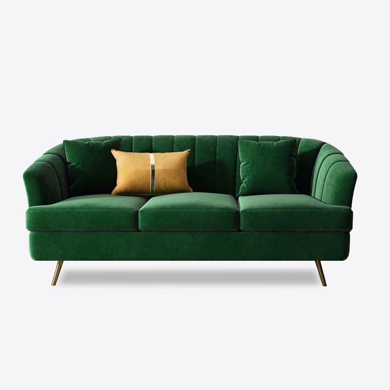 Sewn Pillow Back Sofa with Sloped Arms for Three People 31.5" High