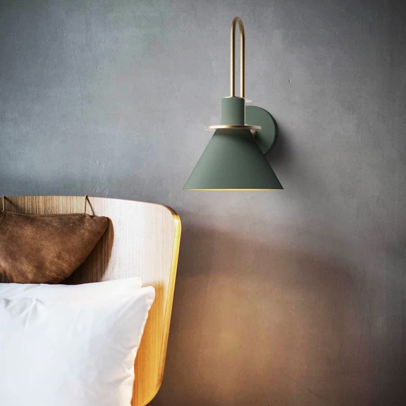 Contemporary Simplicity Conical Wall Mounted Lights Metallic Wall Mounted Lamp for Bedside