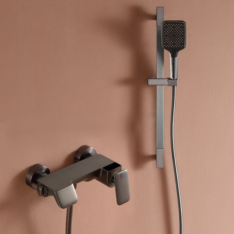 Modern Shower Set Solid Color Wall Mounted Slide Bar Included Shower Combo