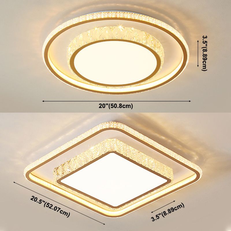 Clear Crystal Flush Mount Light Contemporary Simple LED Ceiling Lamp for Dining Room