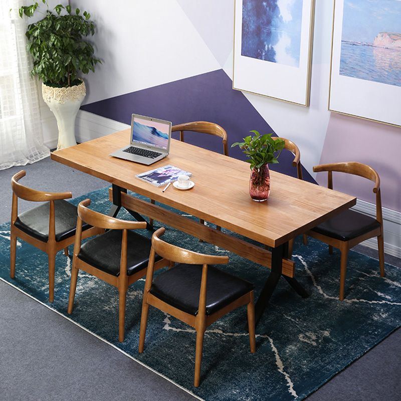 Modern 1/2/3/7 Pieces Dining Set Solid Wood Trestle Indoor Dinette Set