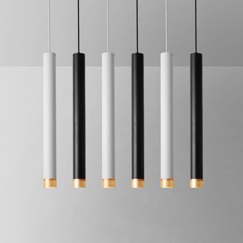 Aluminum Tube Shade Suspension Light Minimalist LED Ceiling Pendant with Beehive Design