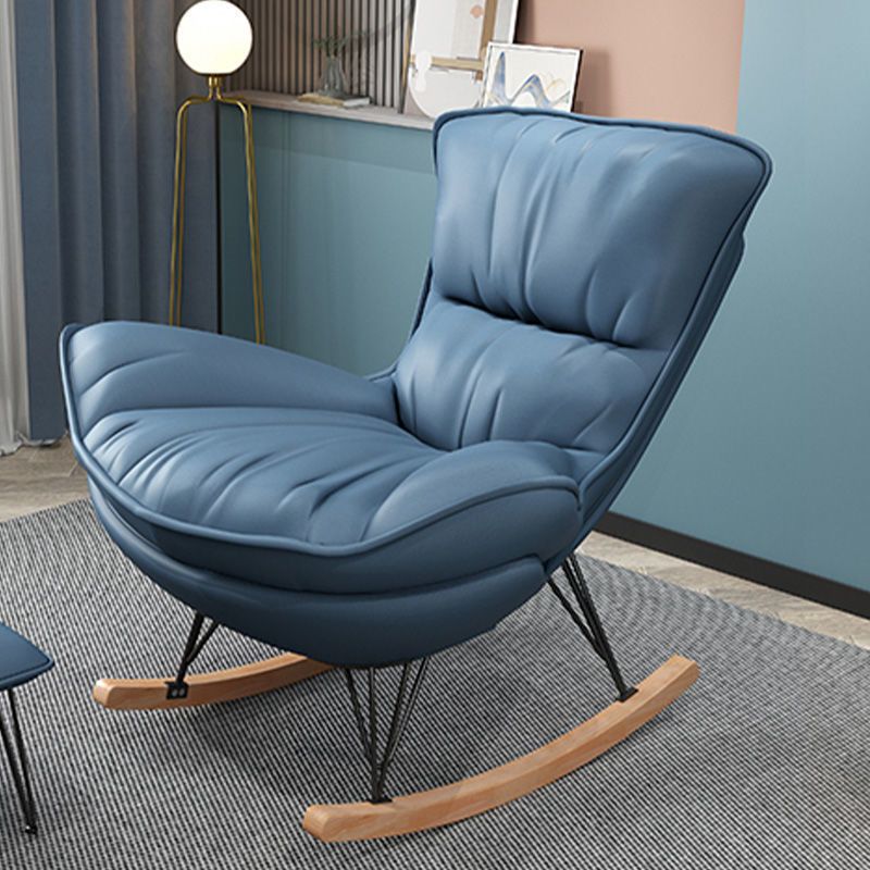 Contemporary Rocking Accent Chair Wingback Antique Finish Rocking Chair